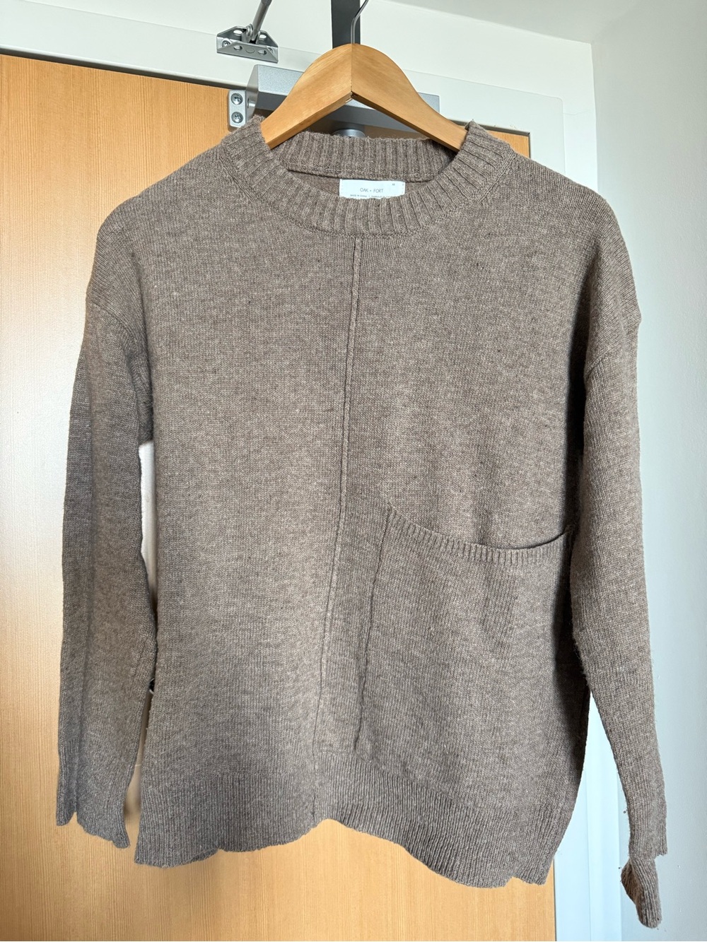 OAK + FORT Women's Heathered Taupe Crewneck Sweater